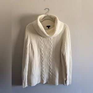 Talbots cashmere blend Cable Knit Cowl Neck Sweater - Cream size large